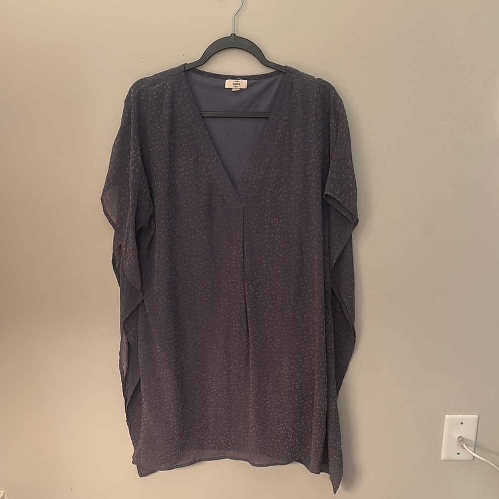 Entro Gray Tunic Relaxed Asymmetrical V-Neck
